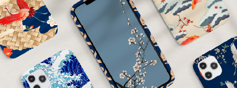 Banner com diversas capinhas de celular personalizadas