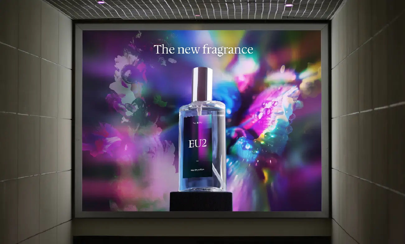 Painel de sinalização com gráfico promocional de grande formato impresso em UV