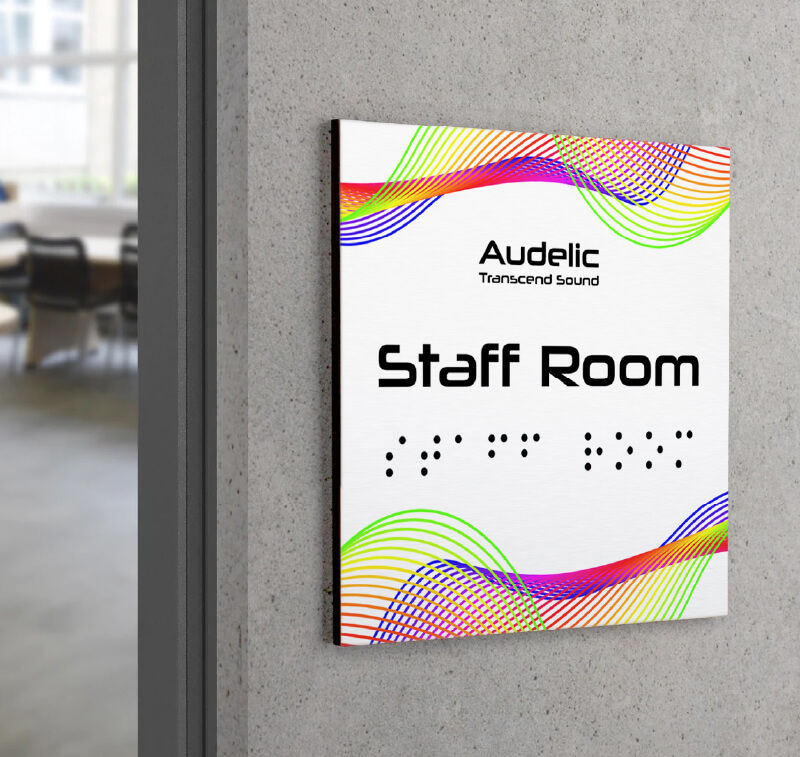 Printed graphic on door sign