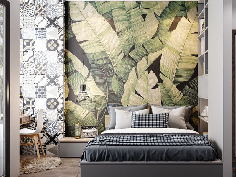 Leaf Tropical Bedroom Wallpaper