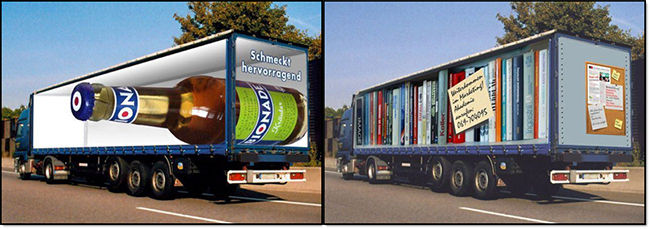 Publicidad móvil en los lados de los camiones