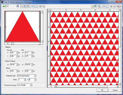 Repetición horizontal con 50% de Offset en VersaWorks®
