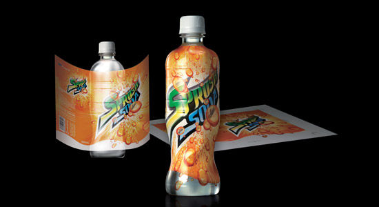 Prototipo de etiqueta de botella impreso y cortado con una VersaUV®