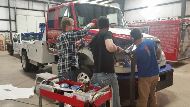 vehicle wrapping a truck