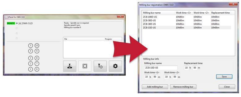 Panel de Control Virtual para Fresado Dental DWX
