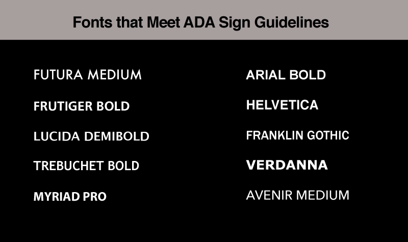 font list for ADA Signage
