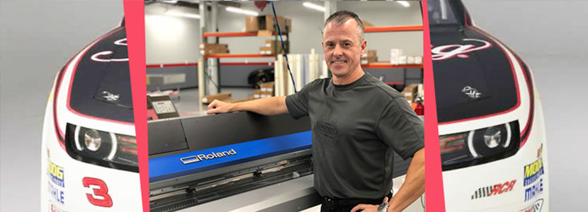 Nascar racing car and RCR graphics center