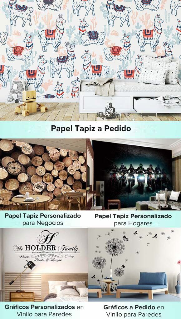 Gráficos en papel y vinilo para paredes a pedido.