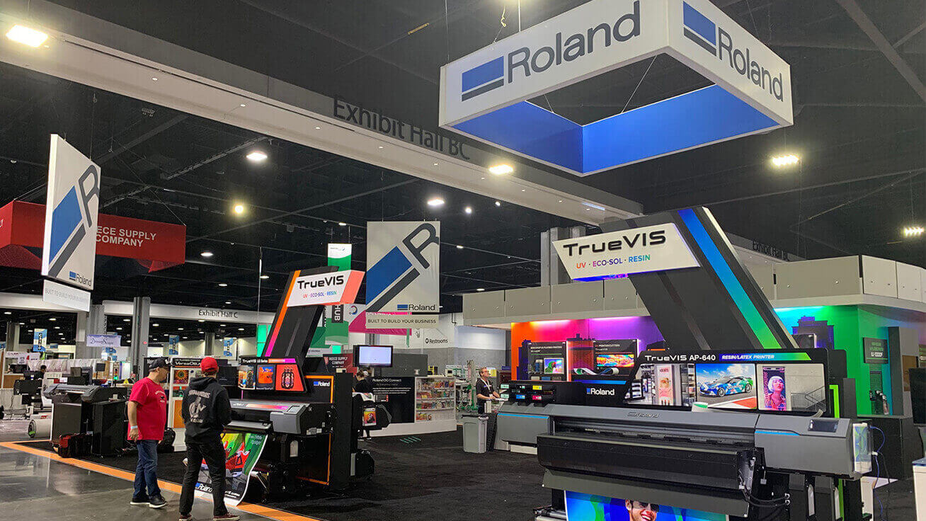 View of the Roland DGA booth at PRINTING United