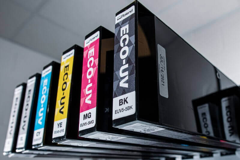 Six ink cartridges for Roland DG's UV printers