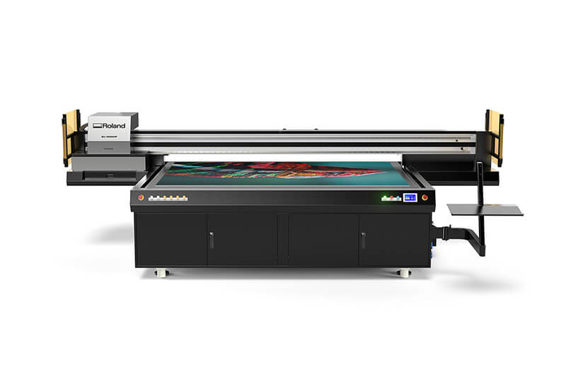 Roland DG's EU-1000MF flatbed UV printer.