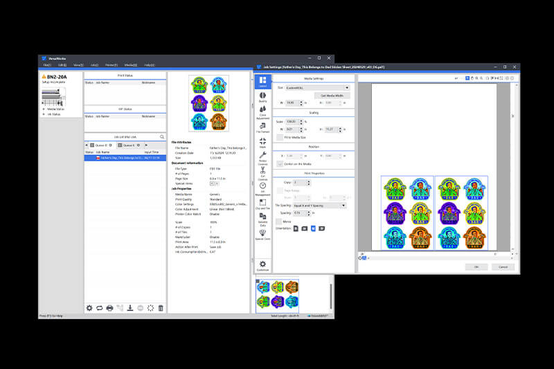 View of VersaWorks RIP software screen.