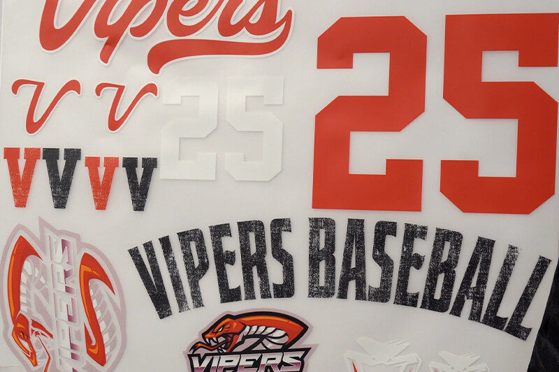 Gang sheet of graphics for Vipers Baseball team.