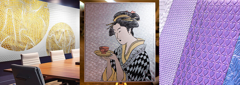 Collage de arte y gráficos de pared producidos con una impresora estructural Dimensor S