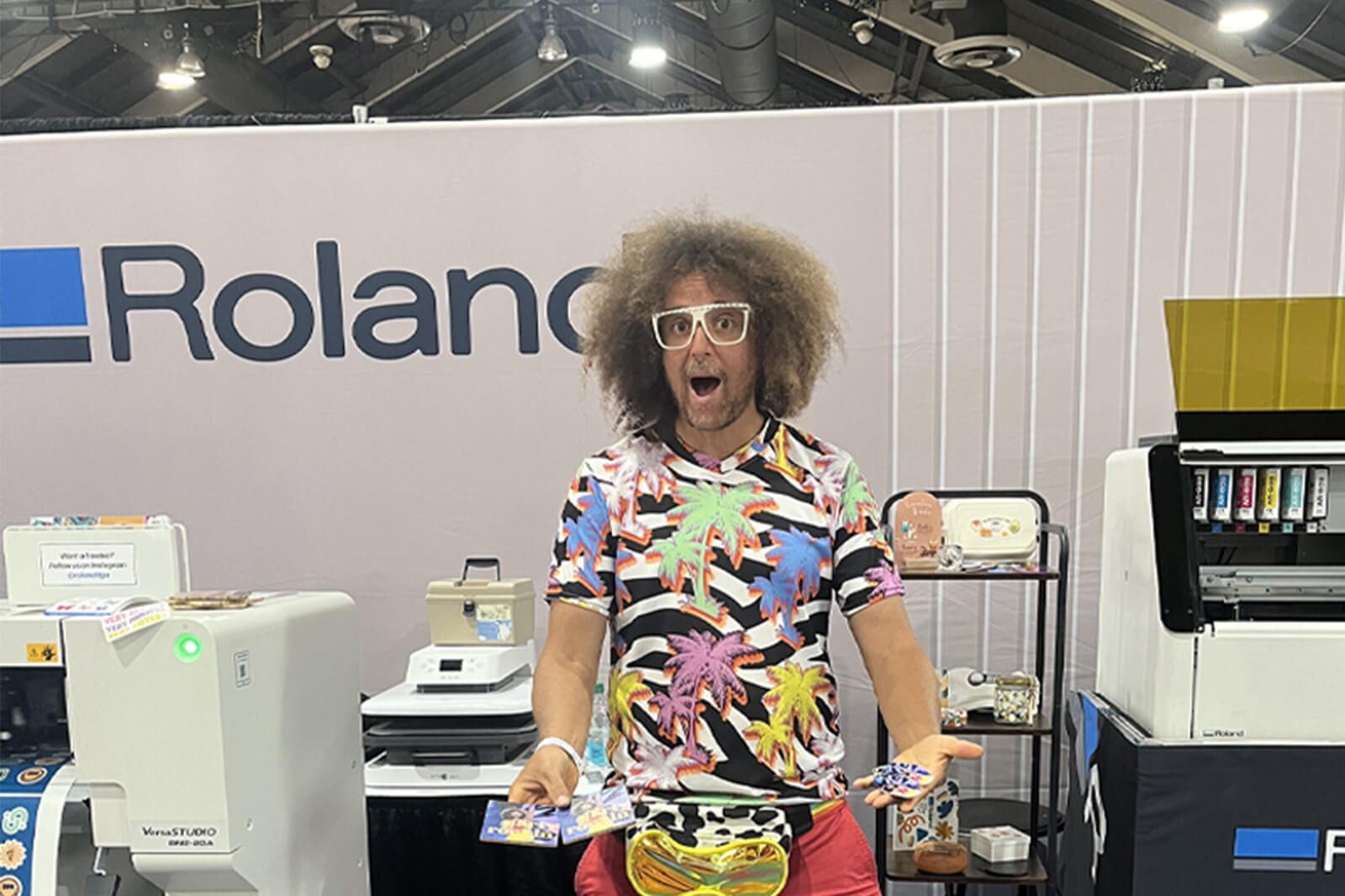 Celebrity Redfoo at the Roland DGA booth at Pinners.