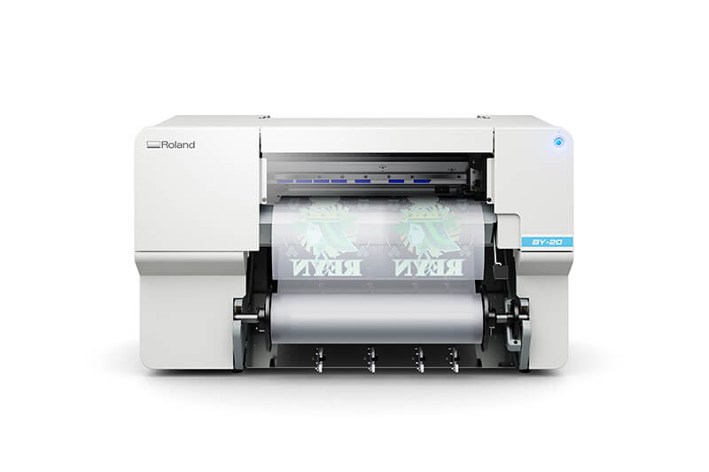 Roland DG VersaSTUDIO BY-20 direct-to-film printer with media.