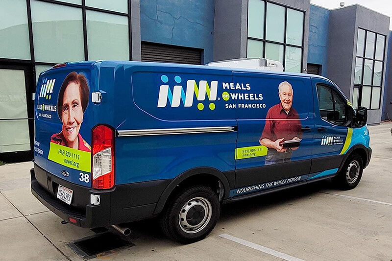 Wrapped van with slightly different Meals on Wheels graphics