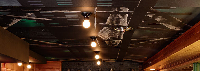 Vista de los gráficos y luces del techo.