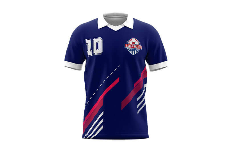 Sports jersey with number 10 and colored stripes.