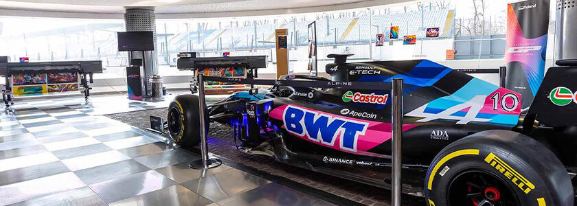 Formula One race car with Roland DG TrueVIS XP-640 wide-format digital printer and TY-300 DTF printer.