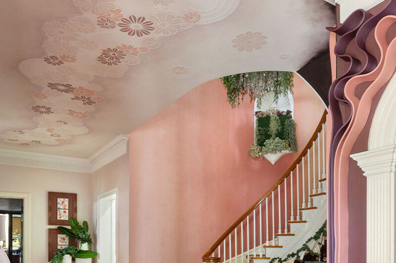 Printed ceiling graphics.