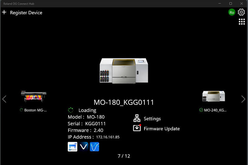 Screenshot of Roland DG Connect