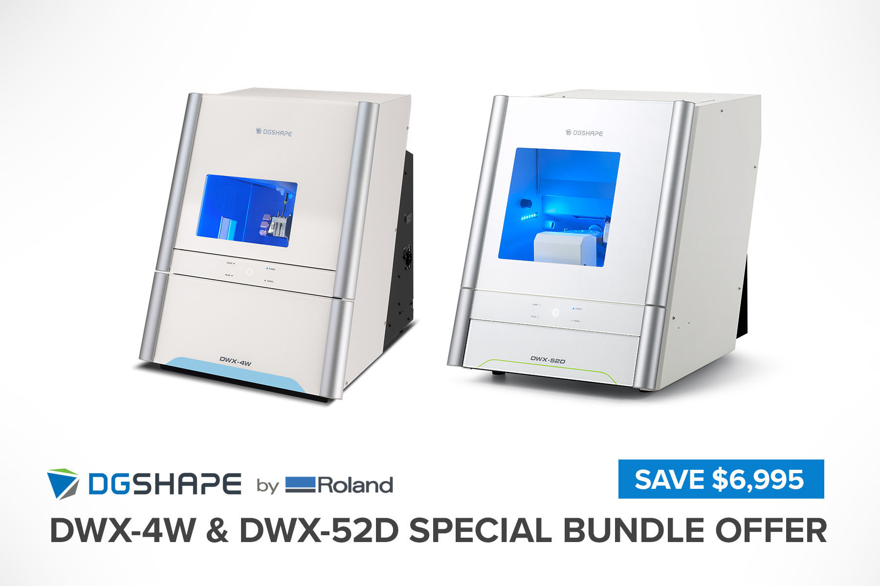New DGSHAPE by Roland DWX-4W and DWX-52D milling machine bundle offer