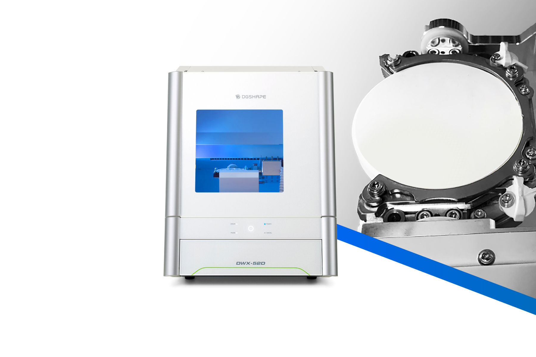 Imagen del nuevo Adaptador tipo Abrazadera en “C” para la Fresadora Dental DWX-52D de DGSHAPE Americas