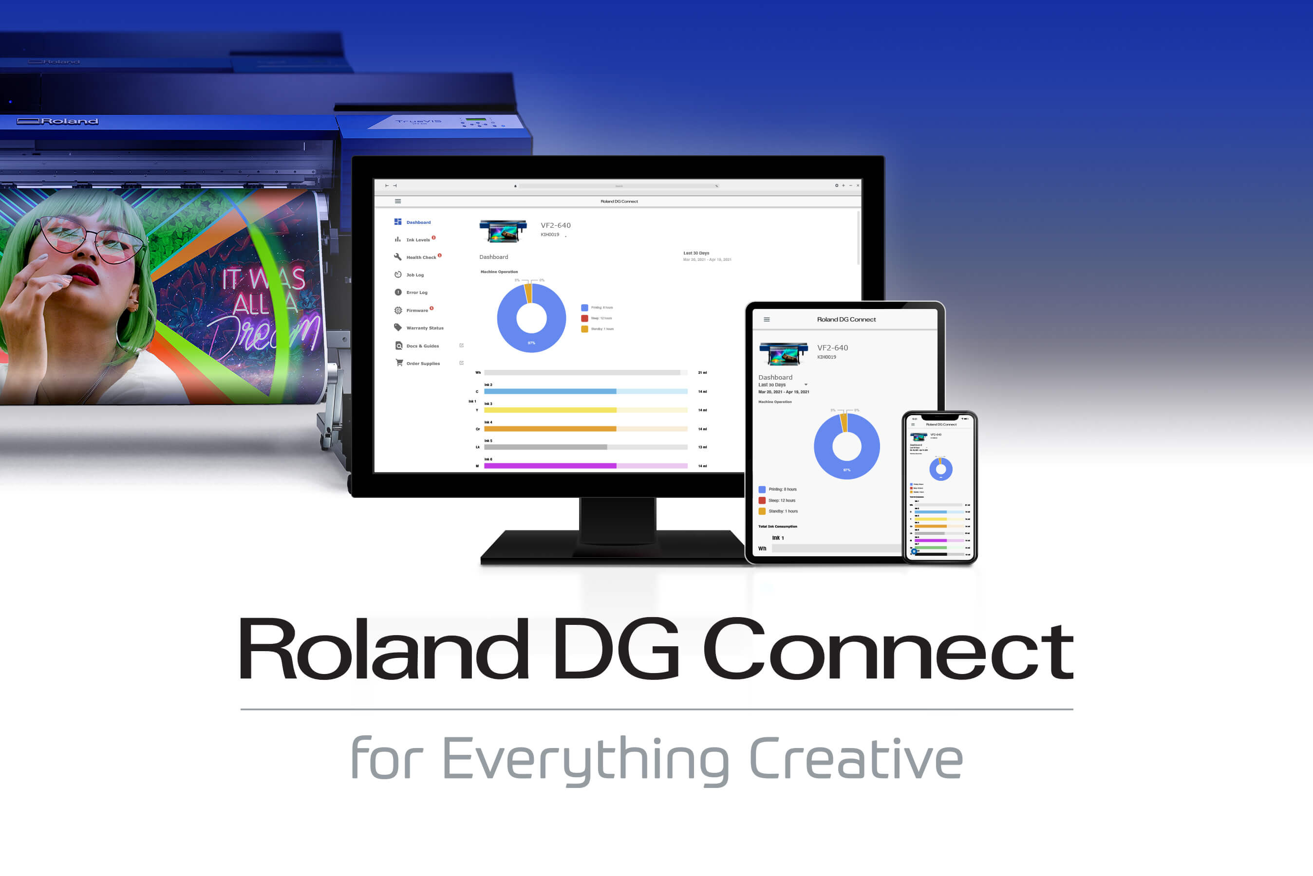 Screenshot of the new Roland DG Connect App
