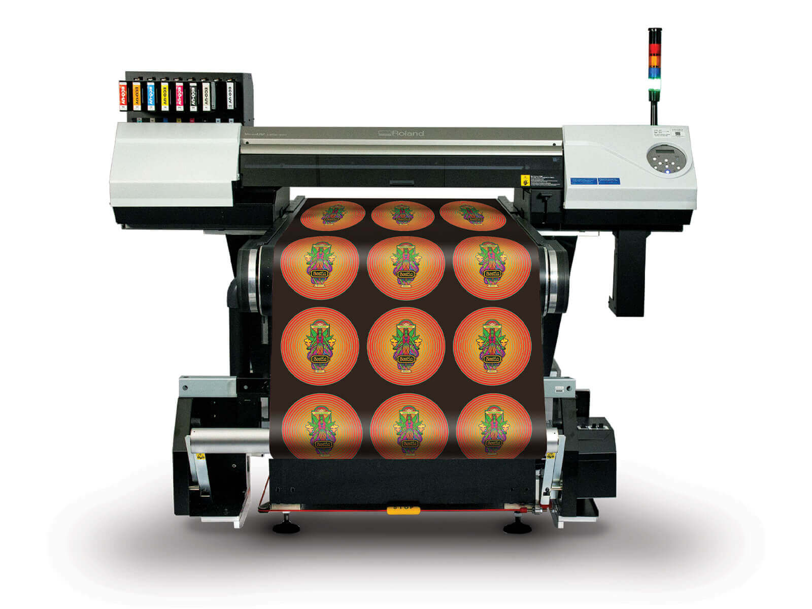 Image of Roland DGA's new VersaUV LEC2 S-Series Belt-driven Hybrid UV printer.