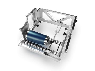 Image of new Rotary Rack attachment for Roland DG LEF Series flatbed UV printers.