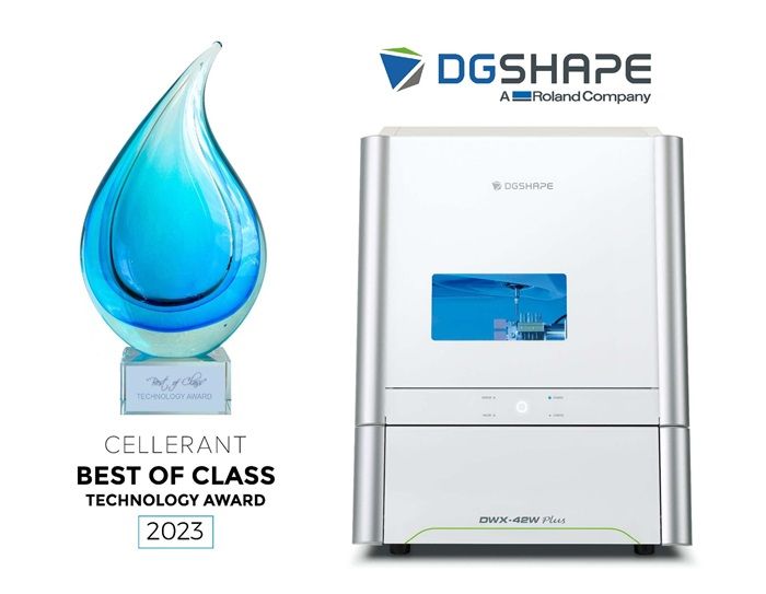 La Solución de Fresado para Consultorio DGSHAPE DWX-42W de Roland DGA Obtiene el Premio Cellerant 2023 al Mejor de su Clase en Tecnología