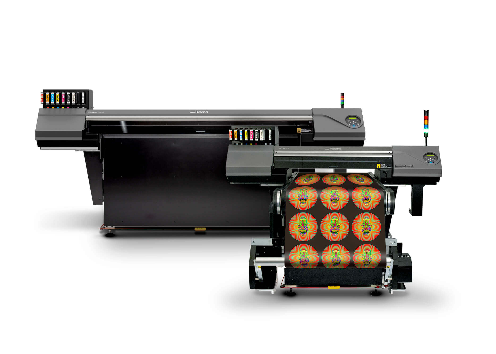 Image of the new Roland DG VersaOBJECT CO Series UV Flatbed and Belt-Driven UV Printers