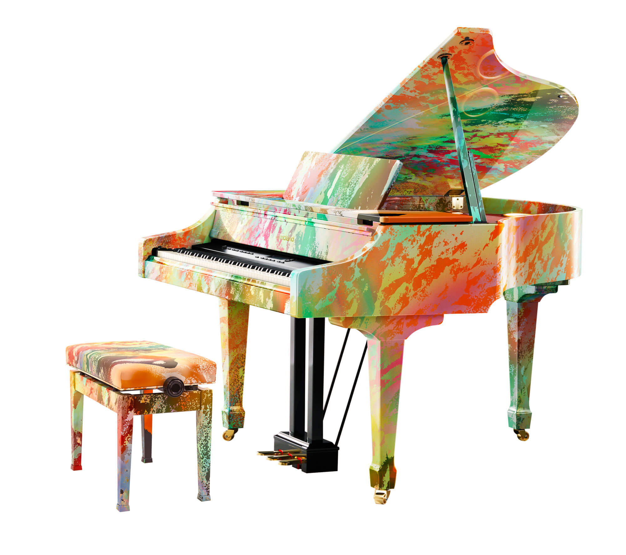 Piano de Cola y Banco Rotulados