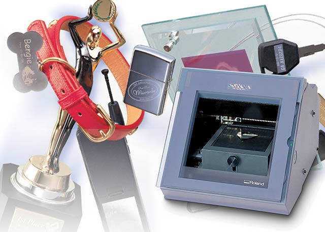 2000 The world’s first photo-impact printer, the Roland MPX-50, opens up a world of possibilities for personalized pendants, souvenirs and gifts.