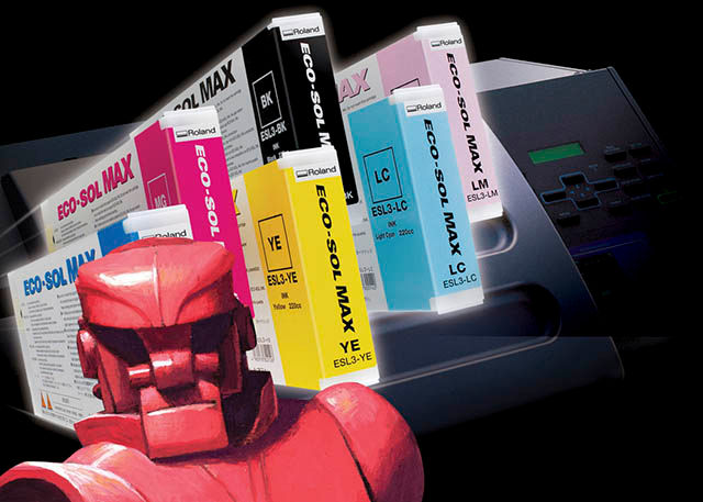 2005 Roland introduces its advanced eco-solvent ink, ECO-SOL MAX, with mascot Max the robot.