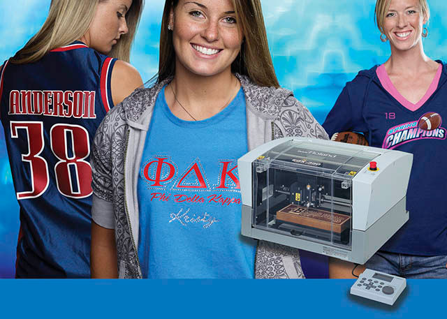 2007 Roland introduces its EGX-350 professional model engraver, as well as R-Wear Solutions for custom apparel decoration including rhinestone motifs.