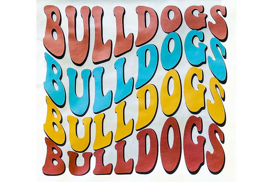 The word "Bulldogs" in stylized, four-color graphics