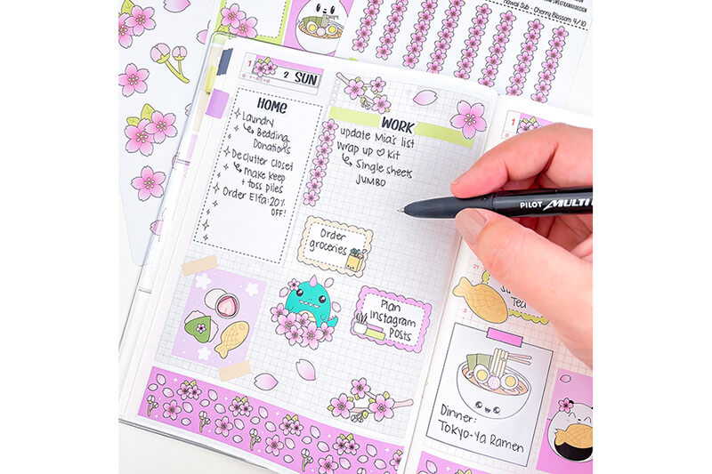 Hand writing on planner stickers produced on a Roland DG TrueVIS VG2