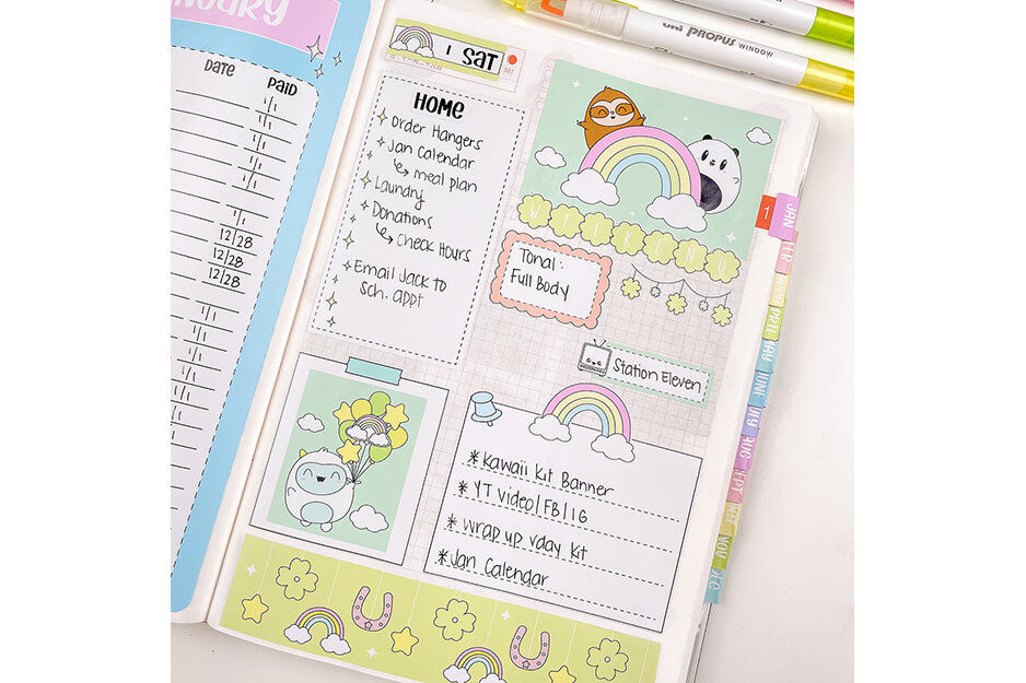 Planner with pastel colored stickers produced on a Roland DG TrueVIS VG2 printer/cutter