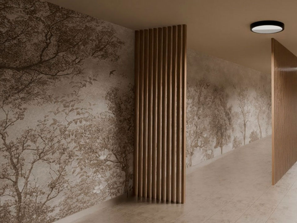 Calmly designed wallpaper produced with the eco-friendly DA-640