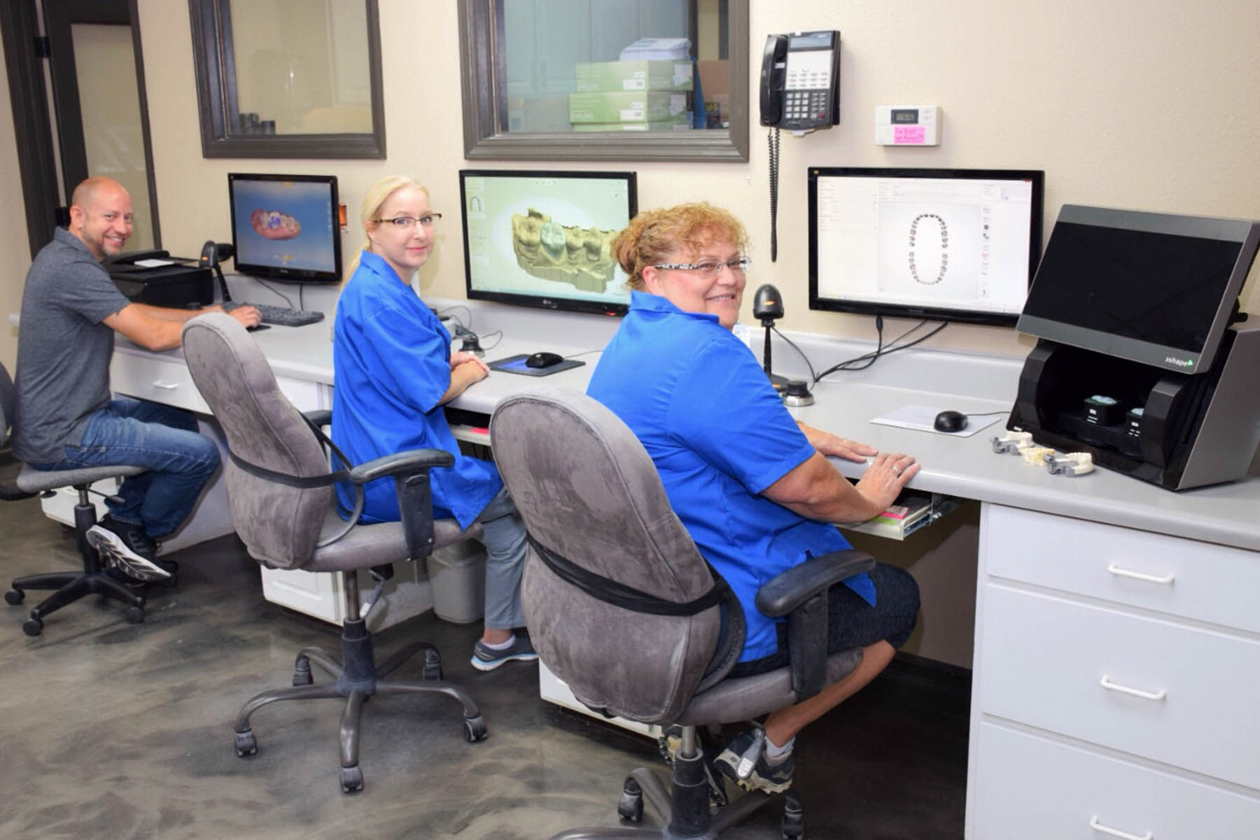 Becker Dental Lab's Scan and Design area staff