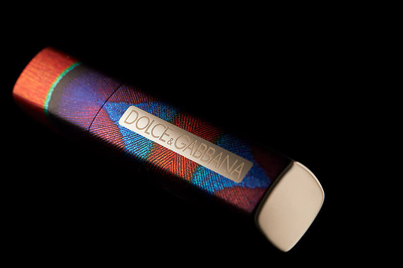 Multi-colored lipstick packaging with Dolce and Gabbana label