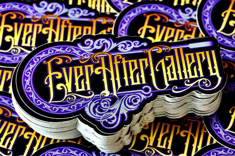 Ace High Printing printed and cut these colorful decals for Ever After Gallery on its Roland DG VG2-540 wide-format digital printer/cutter