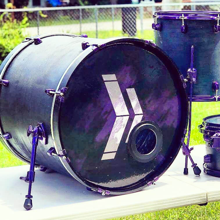 Ace High Printing produced these drum graphics for the band Nevertell on its Roland DG TrueVIS VG2-540 wide-format digital printer/cutter.