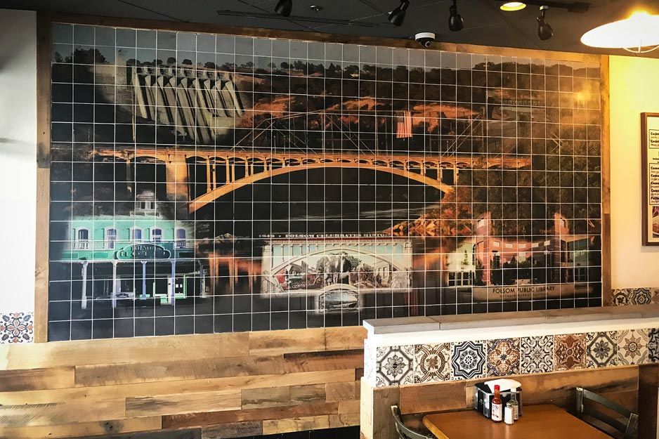 Full view of tile mural produced on Roland LEF series UV printer