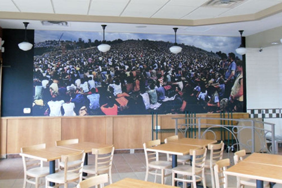 City Graphics VersaCAMM VS interior wall mural for Woodstock Burger Company