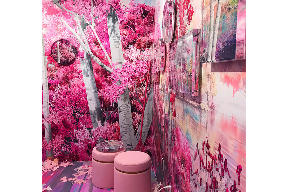 Vadim Rabinovich at DaSign Guy produced these wall graphics in various shades of pink on his Roland DG TrueVIS VG2-540 digital printer/cutter.