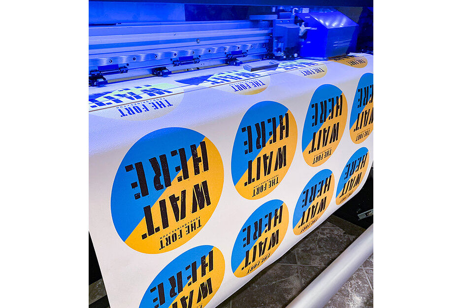 During the pandemic, Decal Doodle produced these safety protocol floor graphics for clients on its Roland DG TrueVIS VG2-540 digital printer/cutter.