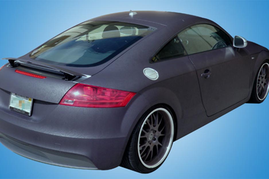 Epic Sign Studio matte finish wrap with metallic pattern on 2009 Audi TT
